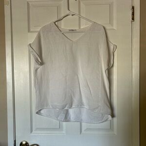 White V-Neck Women's Top